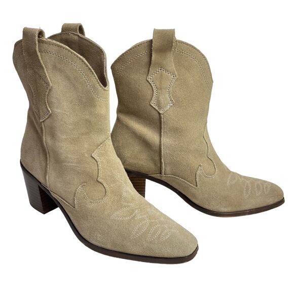 Zara Shoes - Zara Women's Embroidered Split Suede Western Cowboy Heeled Boots